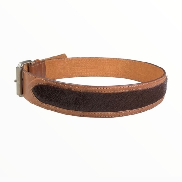 ESPRIT Caramel Brown Faux Leather Faux Calf-Hair Adjustable Silver Buckle Belt main image 16